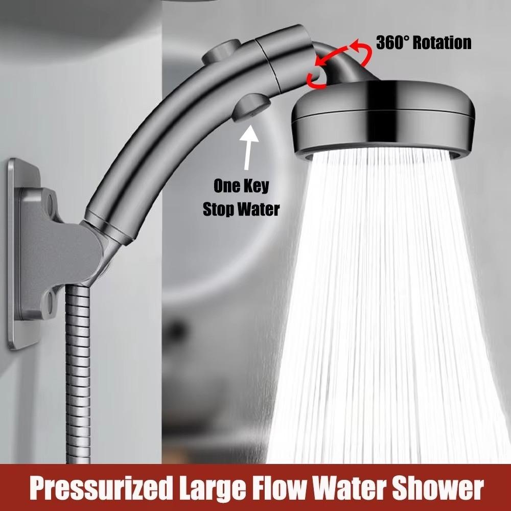 With Stop Button High Pressure Shower Head Plastic Rainfall Showerhead  Bathroom Accessories
