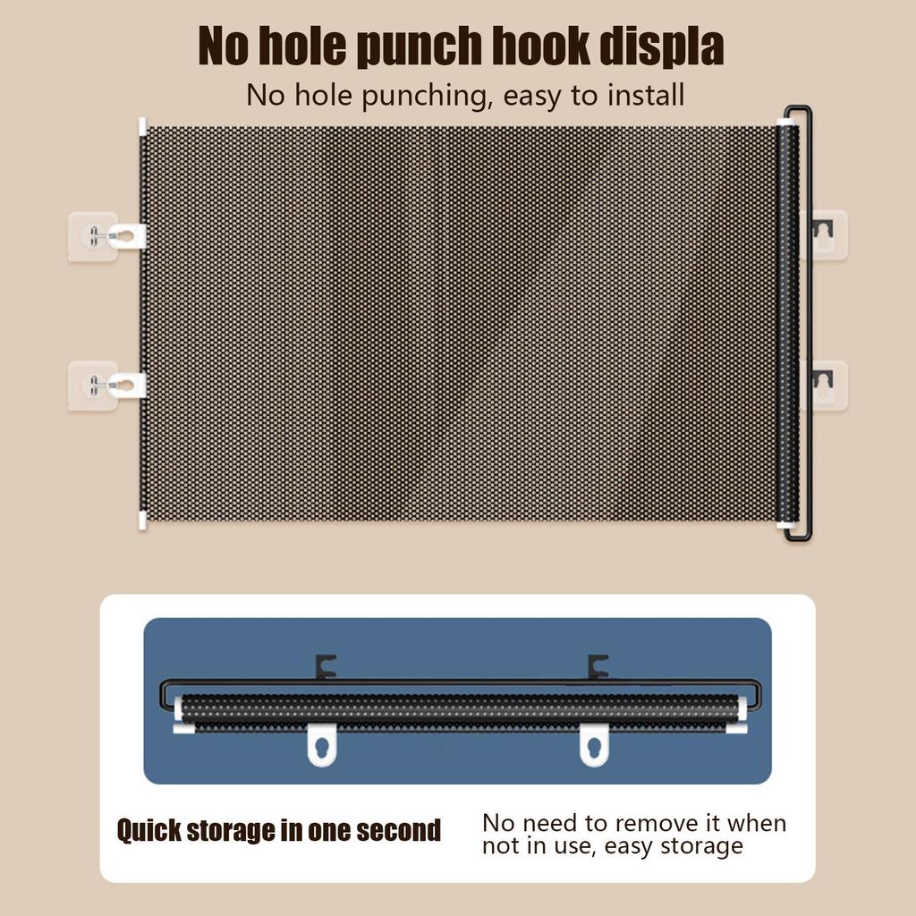 Indoor Retractable Pet Safety Gate Baby Barrier ABS Mesh Fence Stair Barrier for Dog Kitten with Reinforced Strip Prevent Crawl