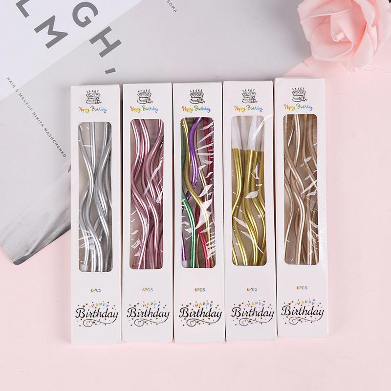 6 buc/lot Lumânare cu filet Curbat Spiral Tort Lumânare Flăcări Aniversarea copiilor