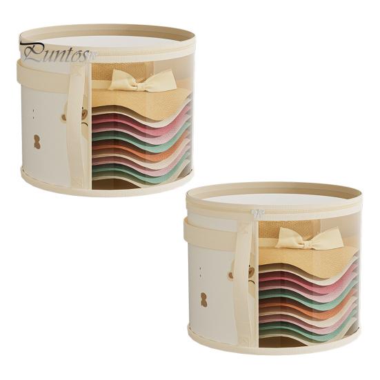 

Ведро для хранения шляп, большая вместимость, застежка-молния, прозрачный складной органайзер для хранения шляп с круглыми полями и усиленной ручкой 2pcs