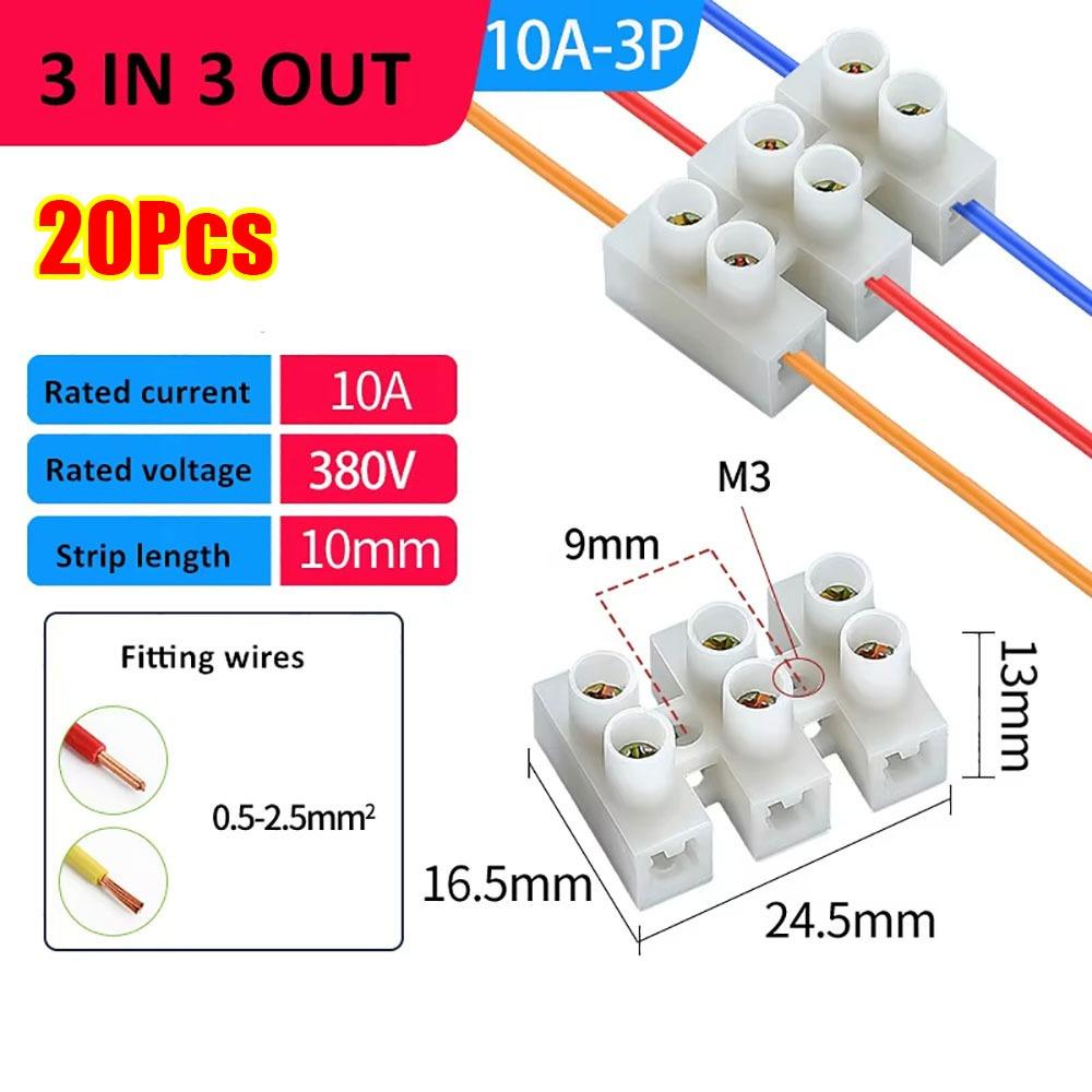 20Pcs Plastic LED Lighting Terminal Block 2P/3P Screw Cable Connector Lighting Decoration