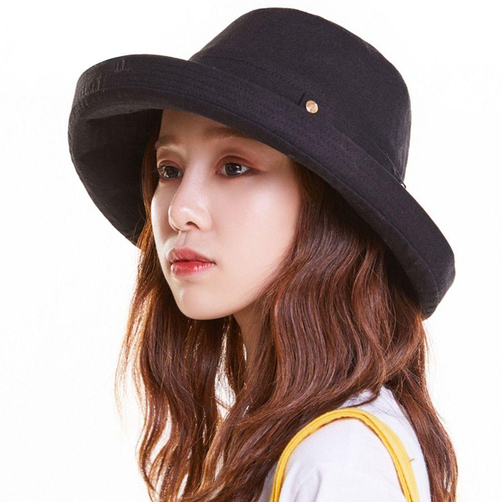 Cotton Linen Women's Sunshade Hat Wide Brim Windproof Hat Versatile Fisherman's Hat  Garden
