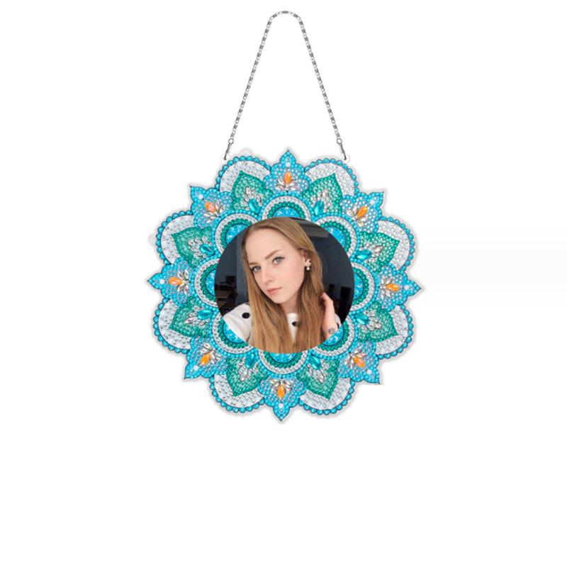 Mandala Crystal Diamond Painting Makeup Mirror Pendant - Special-Shaped DIY Handmade Design, In Stock