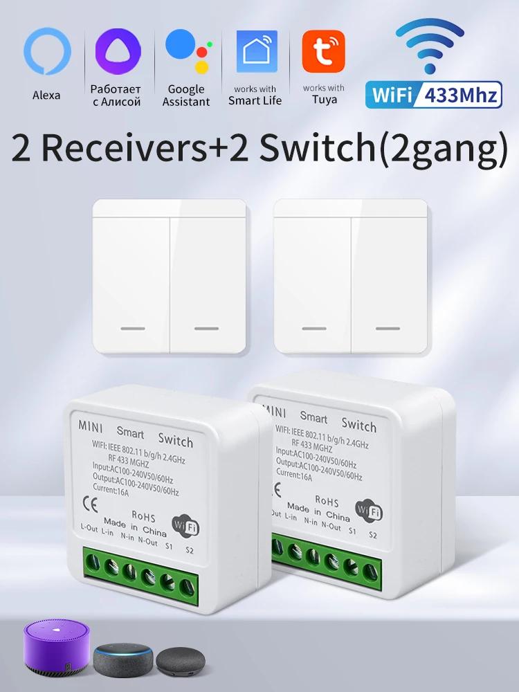 Tuya Smart WiFi 20A SwitchRF433MHz Wireless Remote Control Light Switch 1/2/3 Gang Wall Panel Voice Control Alexa Google Home
