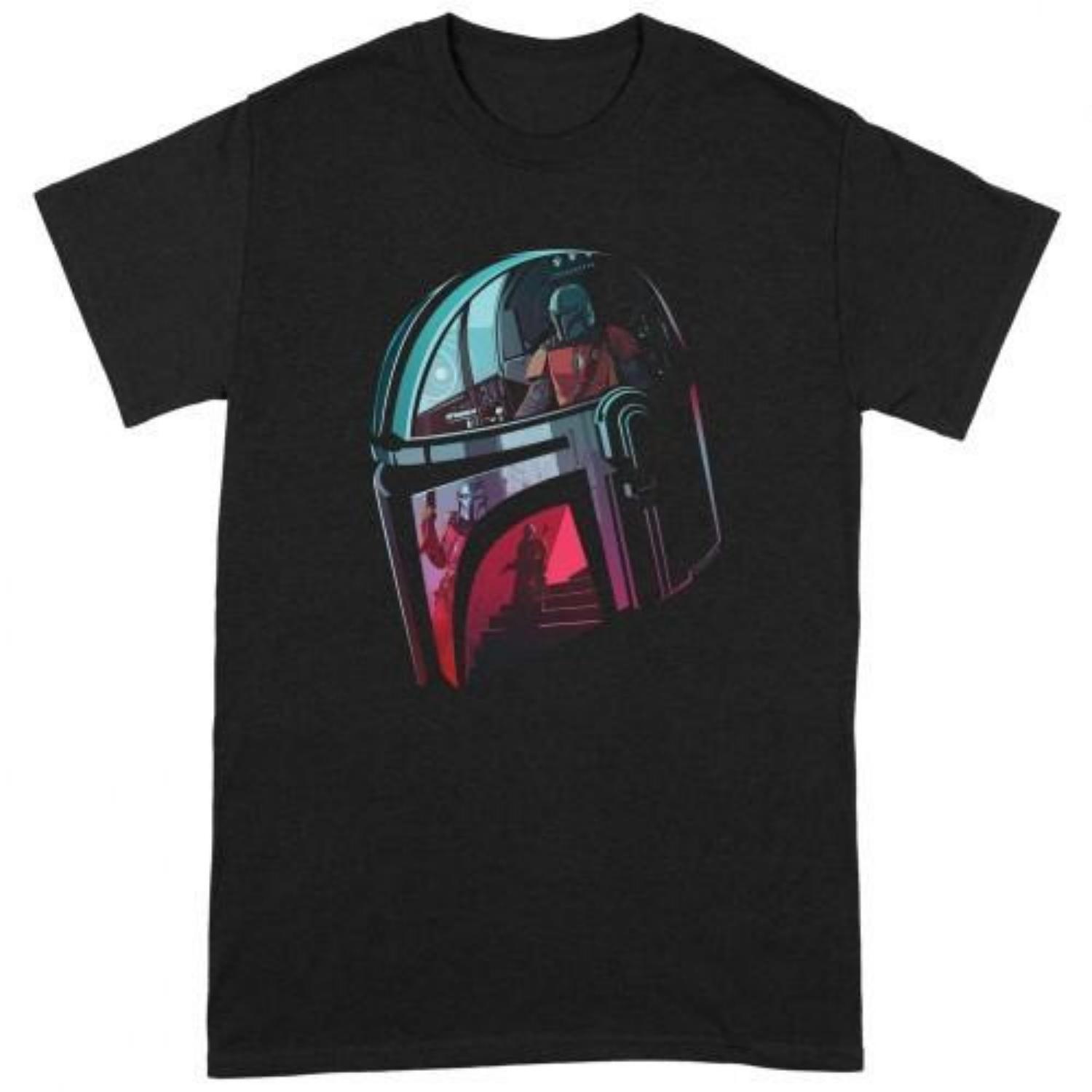 Star Wars_ The Mandalorian Unisex Adult Mandalore Helmet Reflection T-Shirt S чёрный