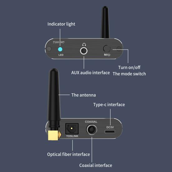 Bluetooth 5.2 Uyumlu Alıcı 15M Uzun Menzil Surround Ses aptX Düşük Gecikme Optik AUX 3.5MM Koaksiyel Araç Stereo Hoparlör Kablosuz Ses Adaptörü