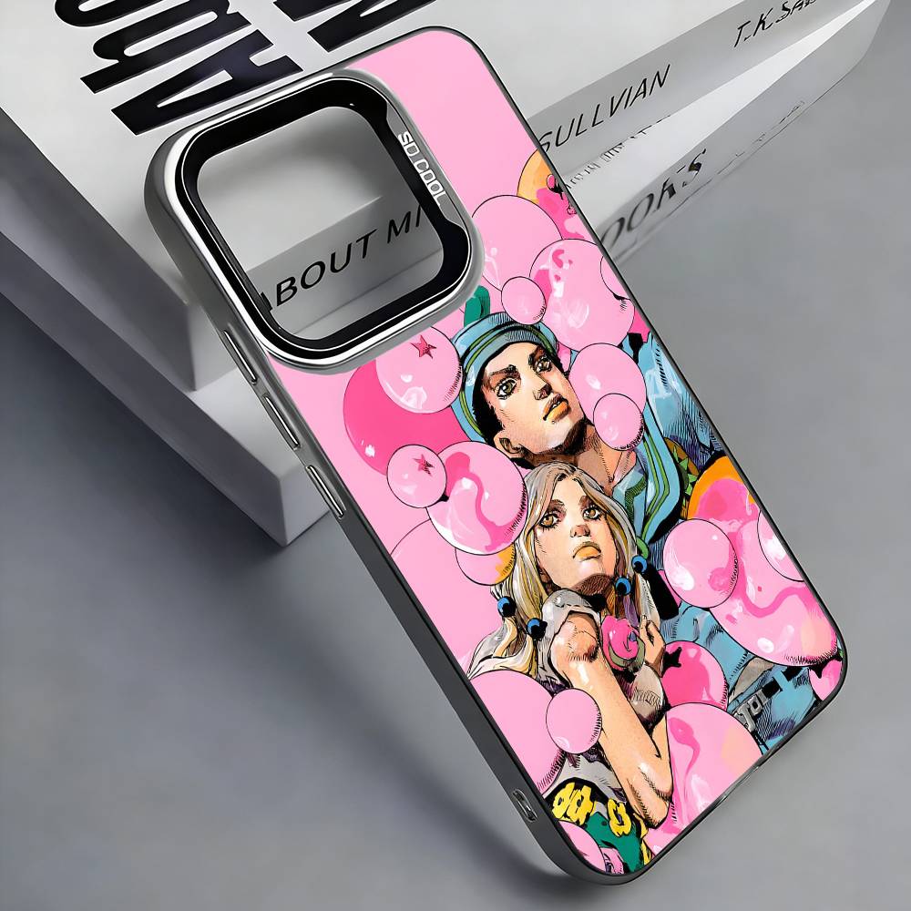 

JoJos B-Bizarres Adventures Colorful Silver Back Phone Case For IPhone 17 16 15 14 13 12 11 Plus Pro Max Plus iPhone17