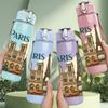 1PC Paris Eiffel Tower View 750ml Color Plastic Sports Water Bottle Leakproof Flip Straw Lid Suitable for Sports Office Home Use