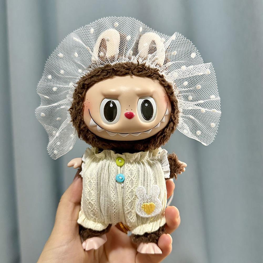 För 17cm Labubu Dockkläder Modekläder Huvtröjor Dockkläder Färgmatchning Huvtröjor Docktillbehör Söt Dekoration Små Kläder