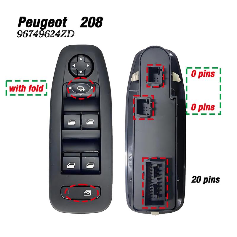 96749624ZD For Peugeot 208 2008 Hatchback 2013 2014 2015 2016 2017 2018 ,Left Driver Side Master Power Window Control Switch