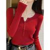 Spring Autumn Knitted V-neck Long Sleeve Slim Jumper Tops Women Sweater Pullover Solid Button Ladies Casual Shirts Soft Sweaters