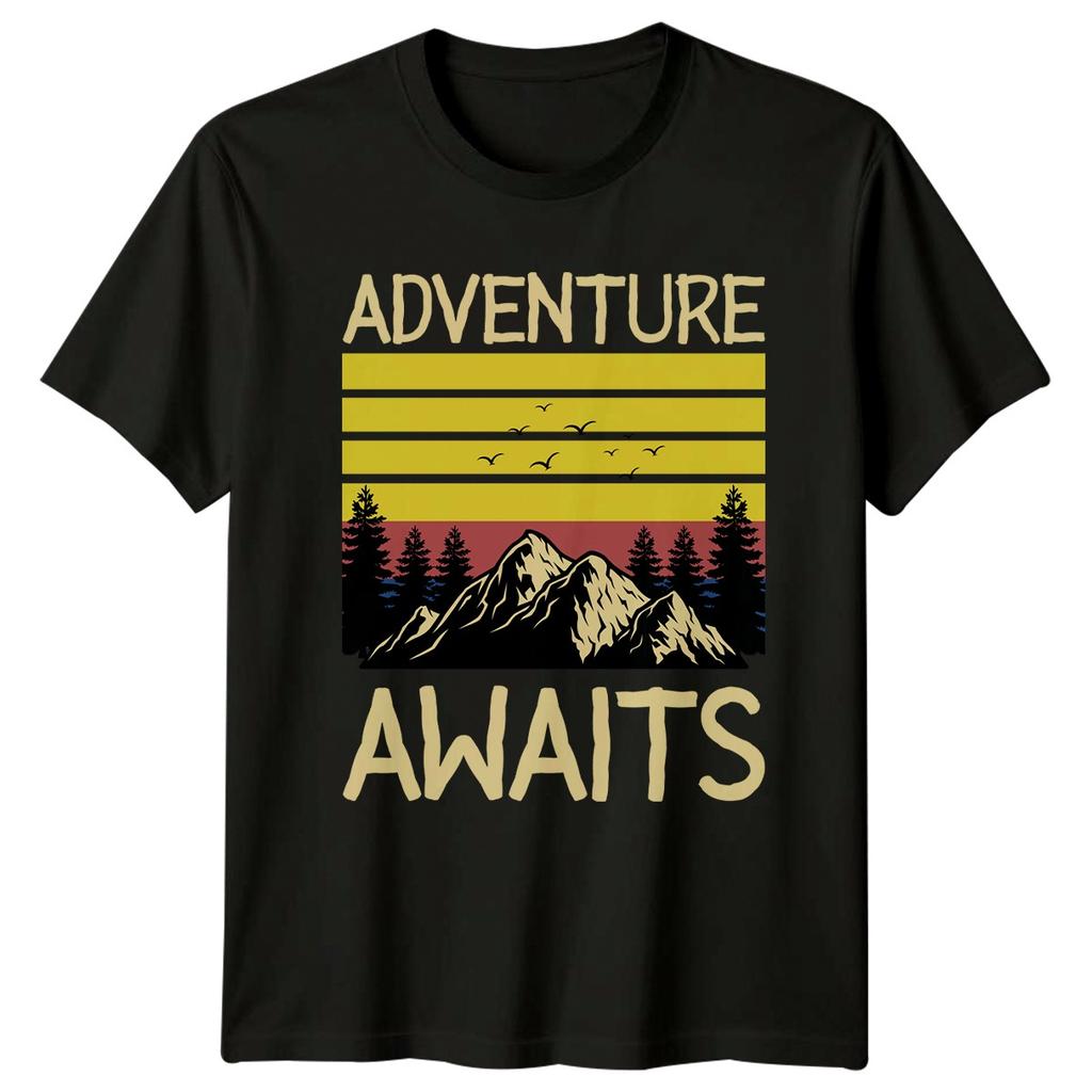 Adventure Awaits Unisexs TShirt Mountain Hiking Gift For Him