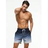 Men's Beach Shorts Gradient Color Block Drawstring Summer Men's Swim Trunks Elastic Waist 3D Print  Breathable Short Streetwear