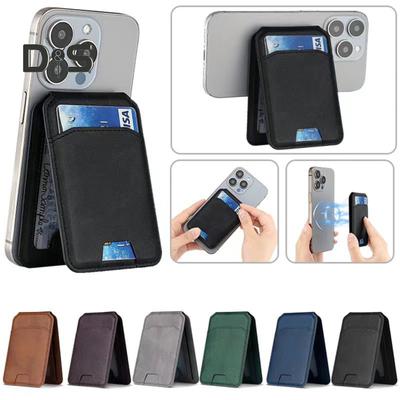 Card Sleeve for iPhone 16/15/14/13/12 for Mag-Safe Wallet Lightweight Magnetic Phone Wallet Faux Leather RFID Blocking Card Holder Adjustable Angle