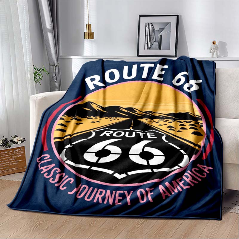 HD Vintage Route 66 Americká Historická Mateřská Silnice Tištěnádeka Domácí Extra Velká Měkká Potah na Rozkládací Pohovku Cestovnídeka Dárek