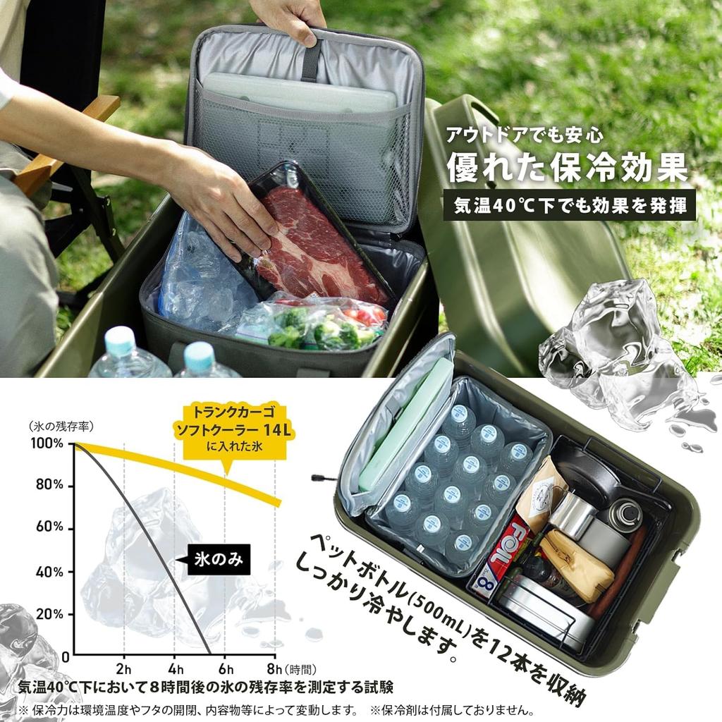 RISU Soft Cooler Cooler Box Trunk Cargo Moss Gray 14L Foldable Storage Camping Outdoor Large Capacity Lightweight Outdoor Waterproof Bag GHON207