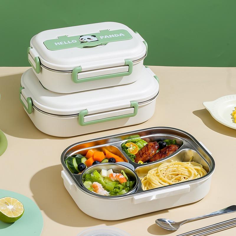 Panda Compartment Lunch Box 304 Stainless Steel Insulation Bento Box for Student Portable Seal Food Containers for Office Worker