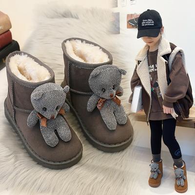 Children's Padded Snow Boots 2023 Winter Cute Cartoon Bear Cotton Shoes for Girls Cotton Shoes for Boys