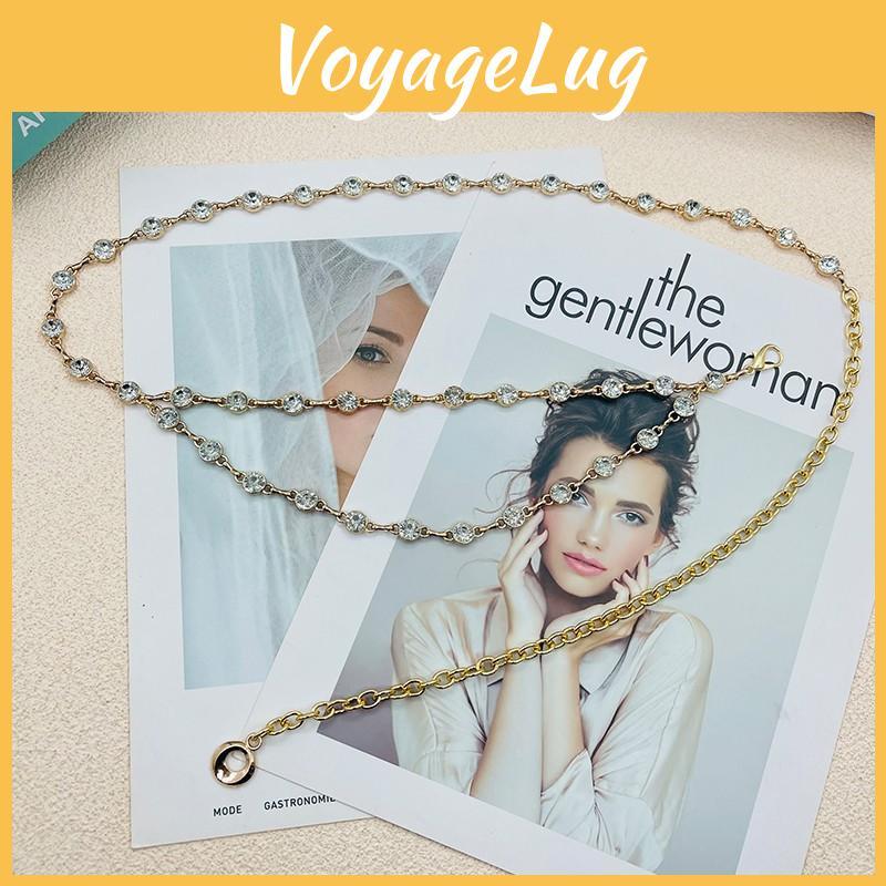 Metallic Water Drilled Waist Chain For Women With Adjustable Closure For Summer Fashion Accessories