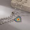 iF ME Vintage Colorful Multiple Love Heart Necklace Pendant for Women Girl Silver Hiphop Punk Long Beads Chain Necklaces Jewelry