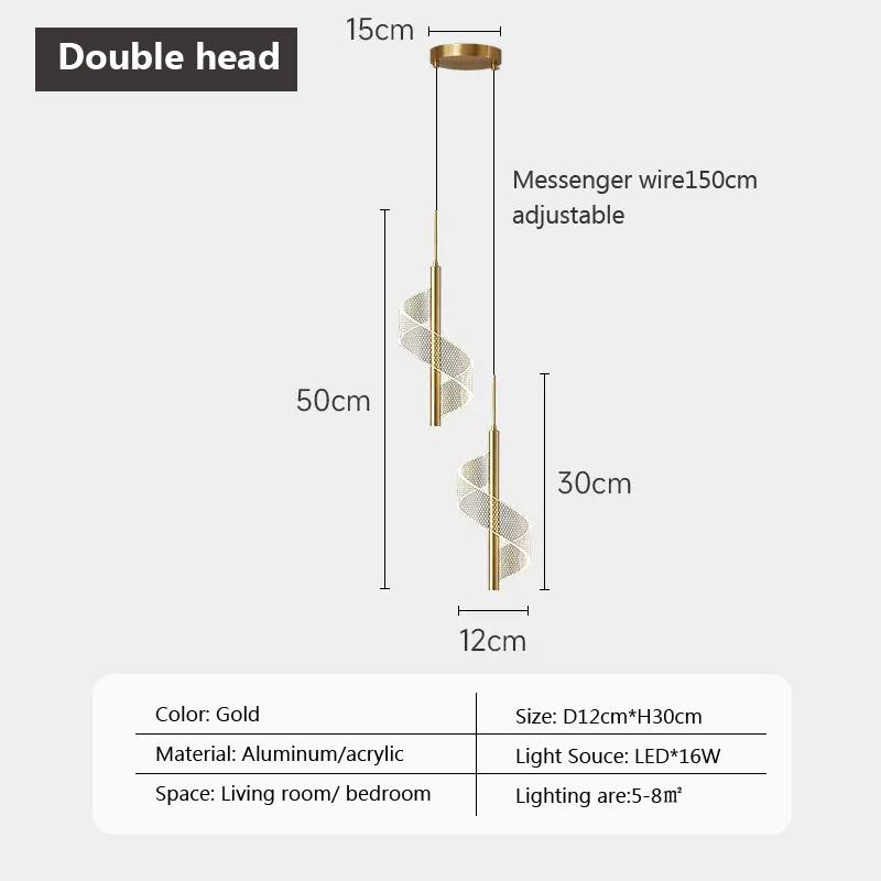 Nordic Creative Spiral LED Pendant Lamps Bedside Hanging Lamp Home Decor Indoor Lighting Bedroom Modern Acrylic Chandeliers