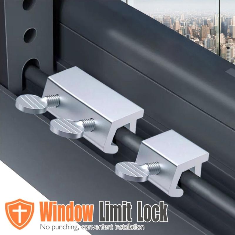 Metal Sliding Window Security Lock 4 Piece Adjustable Ventilation Position Aluminum Anti Theft Device Door Rail Limiter