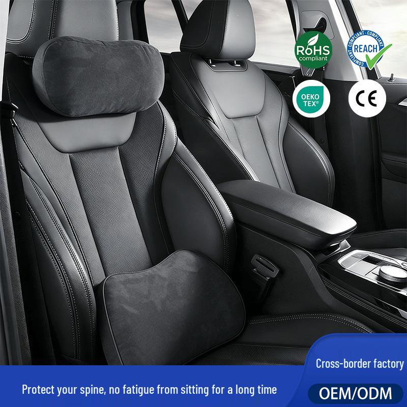 Bach Headrest Car Neck & Lumbar Support Cushion with DuPont Bio-Down Pillow Headrest