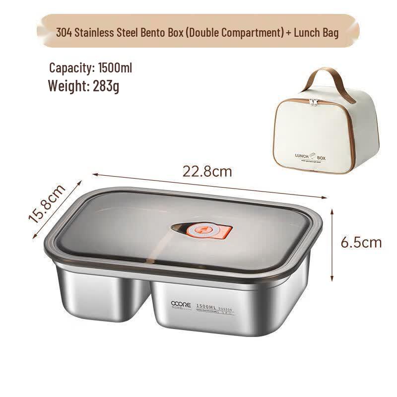 Qiwai 316 Stainless Steel Microwaveable Divided Lunch Box
