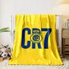 Blue "CR7" Text with Al Nassr FC Logo On a Yellow Background. for All Seasons Blanket Lunch Break Throw Gift