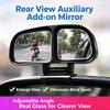 Car Mounted ABS Dual Mirror Blind Spot Rearview Mirror 360° Adjustable Large Field of View High-Definition Wide-Angle Reversing