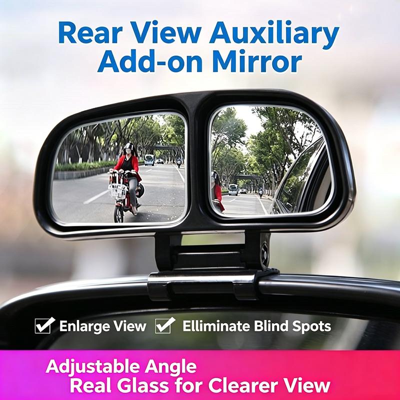 Car Mounted ABS Dual Mirror Blind Spot Rearview Mirror 360° Adjustable Large Field of View High-Definition Wide-Angle Reversing