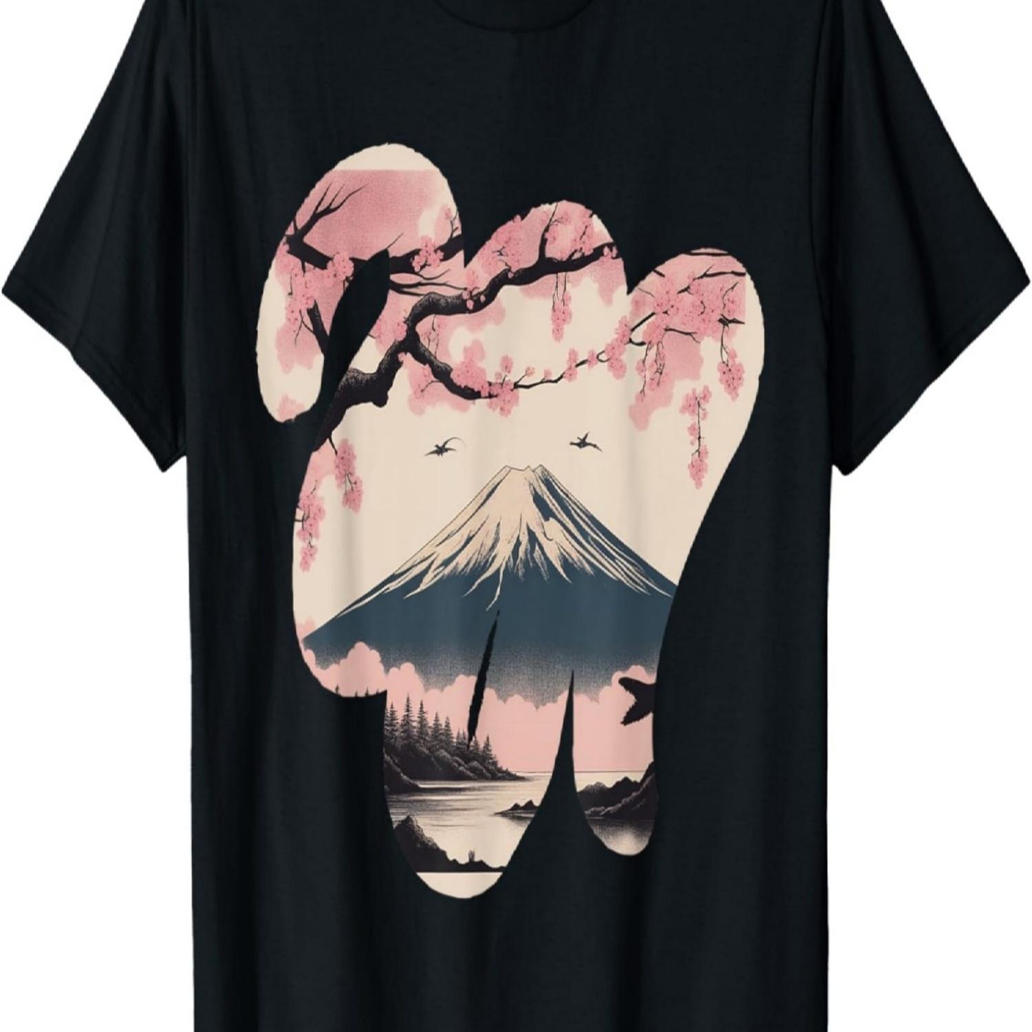 Mount Fuji Tokyo Cherry Blossom Travel Costume T-Shirt S
