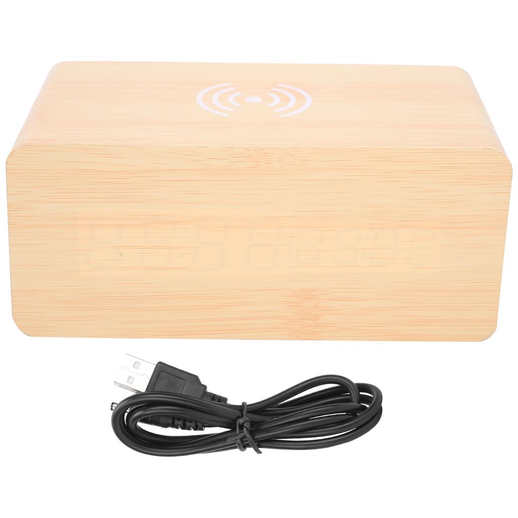 Multifunctional Wooden 2000mAh Mini Alarm Speaker Wireless Bluetooth Clock Stereo Speaker