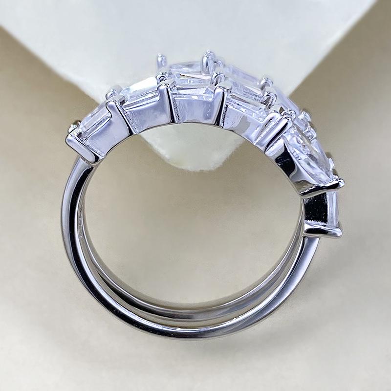 Zhuozhifan S925 Silver Three-Row Pave Snake Ring for Women