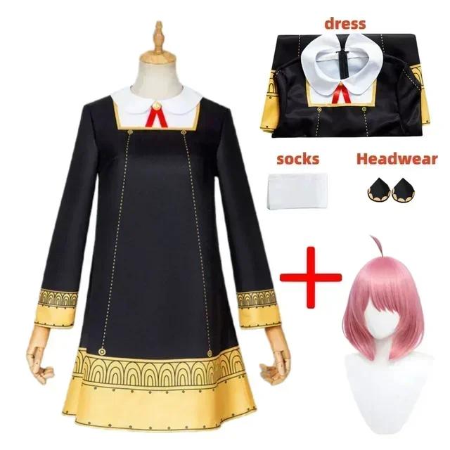 Halloween Anya Forger Cosplay Kostuum Anime Spy Family Peuter Kinderkleding Anya Cospla Kawaii Zwarte Jurk Feest S blauw