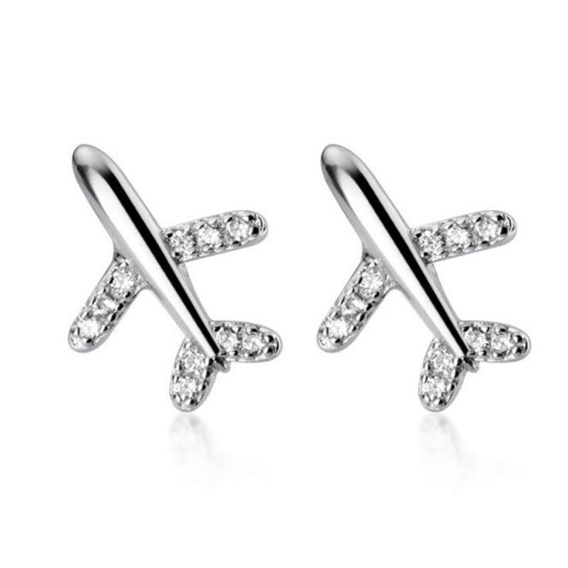 Trendy Diamond Zircon Airplane Stud Earrings for Women