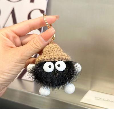 Charme Sac Briquette Fausse Fourrure de Vison, Pendentif Mignon en Peluche pour Sac à Dos, Cadeau Poupée Cartoon, Porte-clés de Voiture