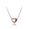 Lokaer Titanium Stainless Steel Love Heart Pendant Necklace Jewelry Rose Gold Color Chain Link Wedding Necklace for Women