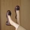Retro Single Shoes Spring and Autumn Fashion Versatile Trend Round Head Soft Sole Thick Heel Women Retro Style Versatile Soft Sole Single Shoes Comfo