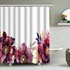 Luxury Bath Shower Curtain With Watercolor Floral Design For Bathroom Decoration White Background, Pink Gold Colors Size: 180X24