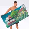 Japanese Cute P-Ponyo Movie on The Cliff Microfiber Blanket Quick Drying Beach Oversized Super Absorbent Pool Towel Blanket