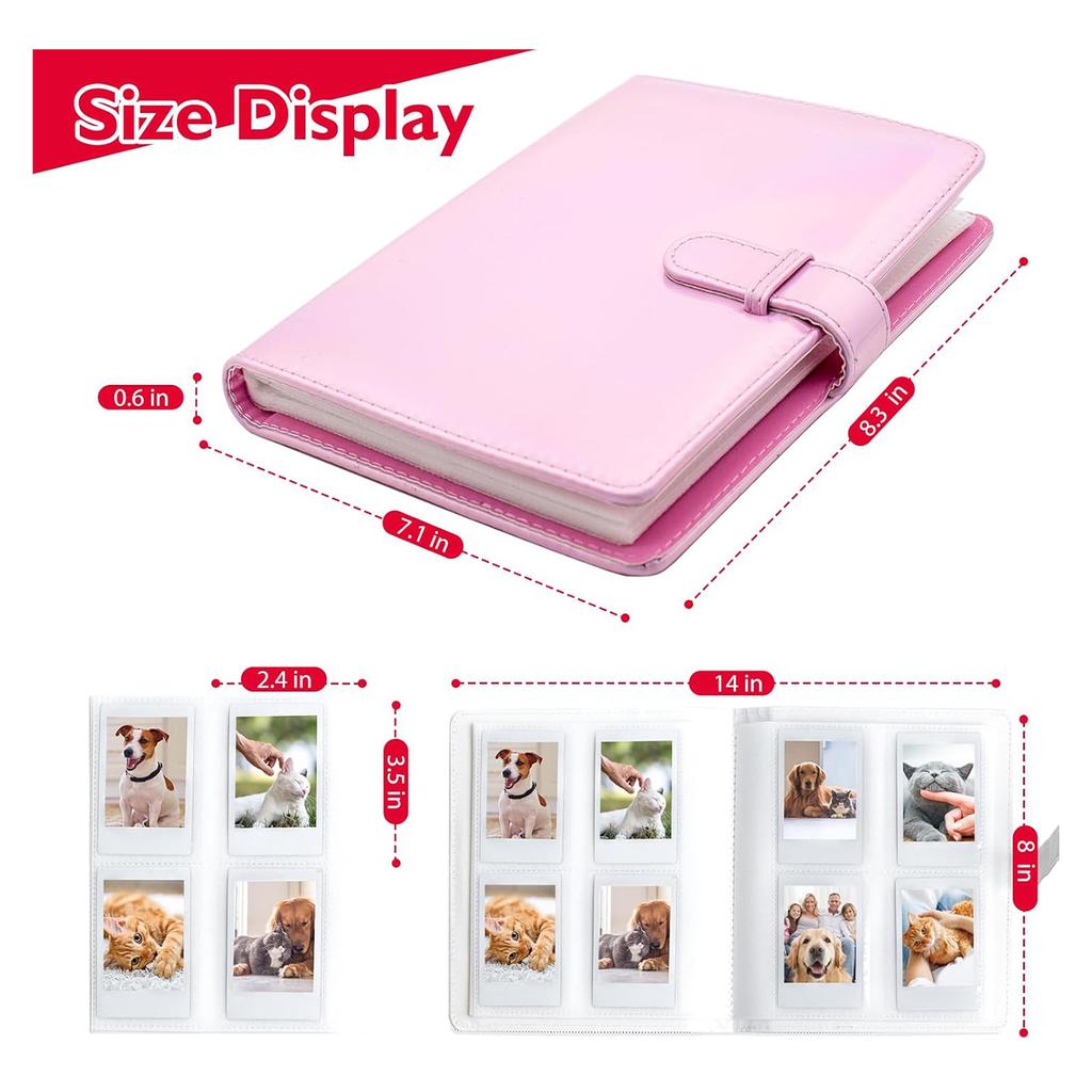 256 Pockets PU Leather Mini Album Solid Color Photo Album Fit for Fujifilm Instax Mini Film for 3 Inch Film& Small Pictures