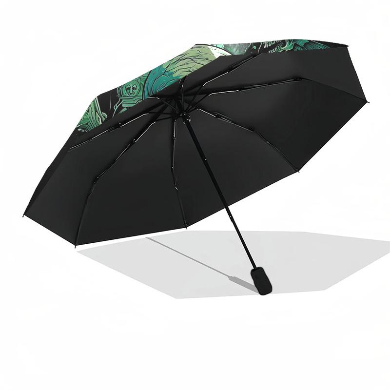 1pc Gothic Skull Automatic Folding Umbrella, Heavy-Duty 8-Rib Construction, Perfect for Everyday Yy251114122