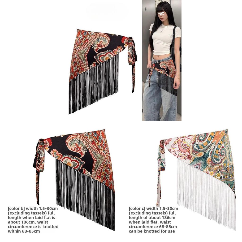 Böhmischer Breiter Taillengürtel Für Damen Mit Bestickten Jeanshosen Und Dreieckstuch Styling