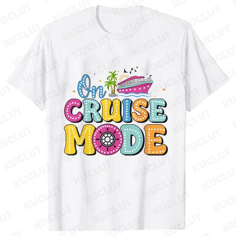 On Cruise Mode Tshirt Family Matching Party Shirt 2025 Cruise Squad Crew T-shirts Personalized Girls Trip Tees Adult Child Tops