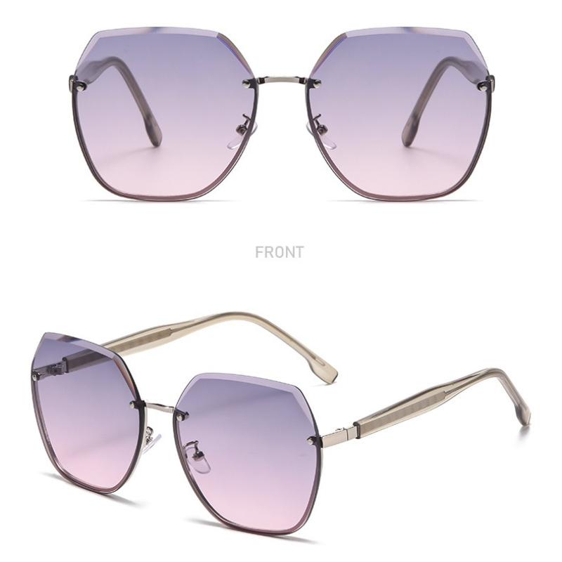 Fashion Frameless Trimmed Women's Temperament Square Frame Sunglasses Travel Sunglasses