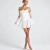 Summer New Tube Top Skirt Sexy Pile Collar Waist Short Dress Skirt Fish Bone Waist Big Swing Dress