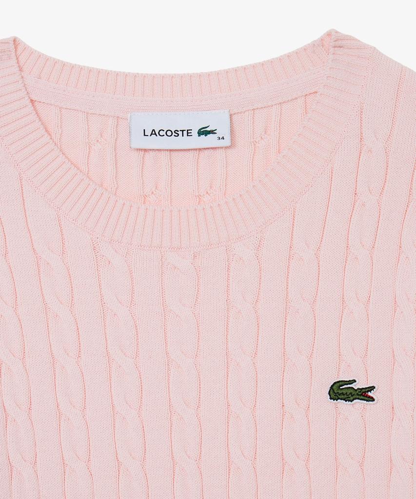 LACOSTE Women'S Cable Short Sleeve Crew Neck Sweater Af590E-56G Z4H