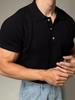 Men's Summer Honeycomb Texture Knitted Polo Shirt with Turn-Down Collar - Breathable Casual Short Sleeve Top