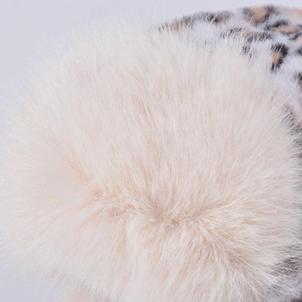 Thickened Plush Cold Northeast Hat Retro Leopard Print Trapper Hat New Style Lei Feng Hat  Winter